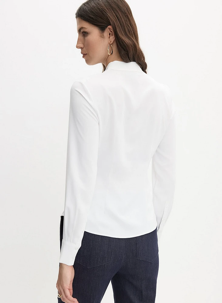 Shirred Panel Button-Down Blouse