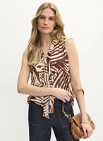 Zebra Print Sleeveless Chiffon Blouse