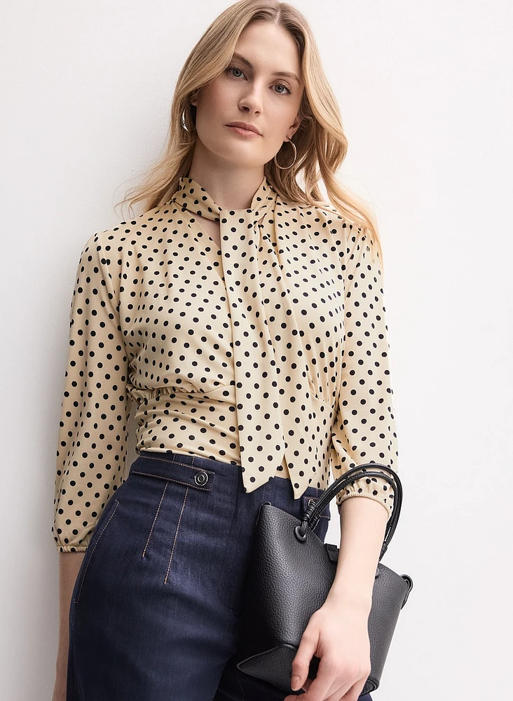 Polka Dot Tie-Neck Top