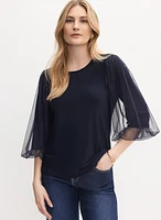 Joseph Ribkoff - Sheer Puff Sleeve Top