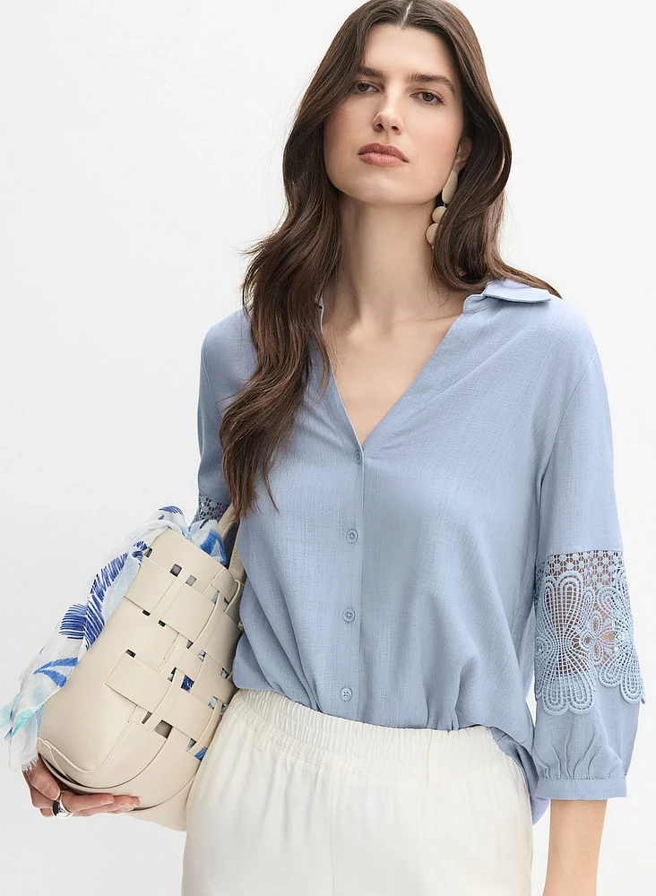 Blouse à détail crochet aux manches