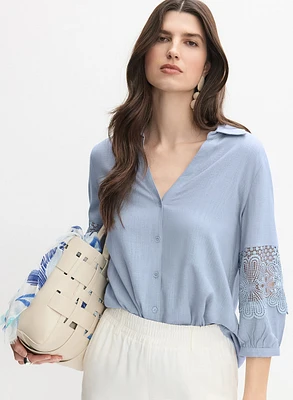 Blouse à détail crochet aux manches