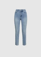 Pearl Detail Slim Leg Jeans