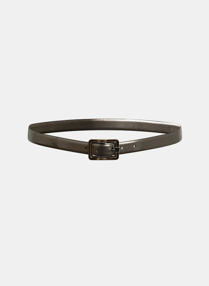 Reversible Vegan Patent Leather Belt - Plus