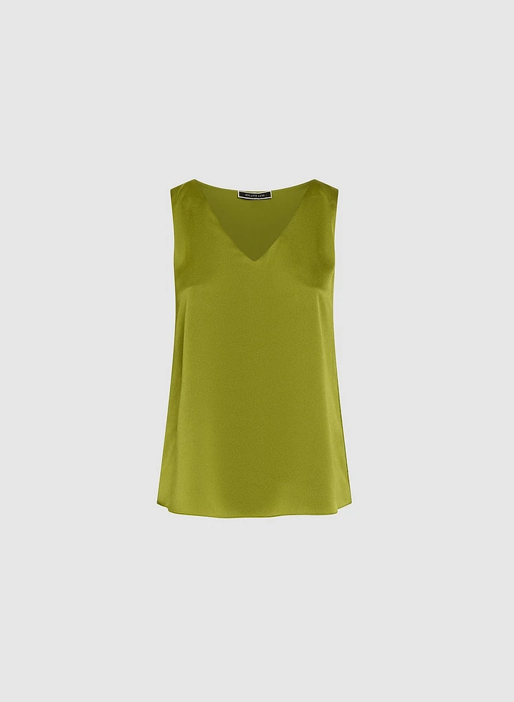 Essential V-Neck Satin Tank Top