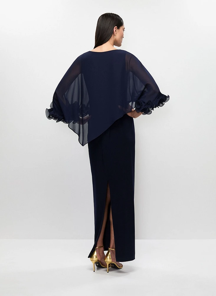 Robe longe de style poncho en chiffon