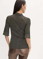 Metallic Rib Knit Sweater