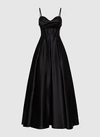 Ruched Satin Ballgown Dress