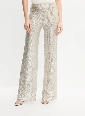 Pantalon large à paillettes