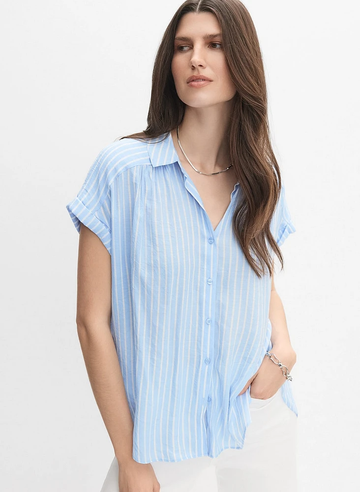 Striped Cap Sleeve Blouse