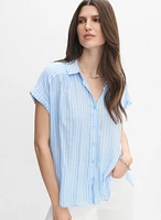 Striped Cap Sleeve Blouse