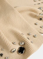 Ribbed Rhinestone Embellished Scarf