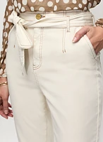 Pantalon en denim à taille nouée