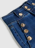 Embossed Button Detail Jeans