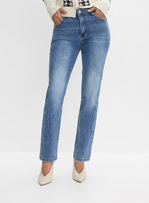 Rhinestone Detail Straight Leg Jeans