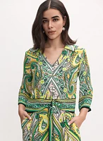 Joseph Ribkoff - Tied-Hem Paisley Print Blouse