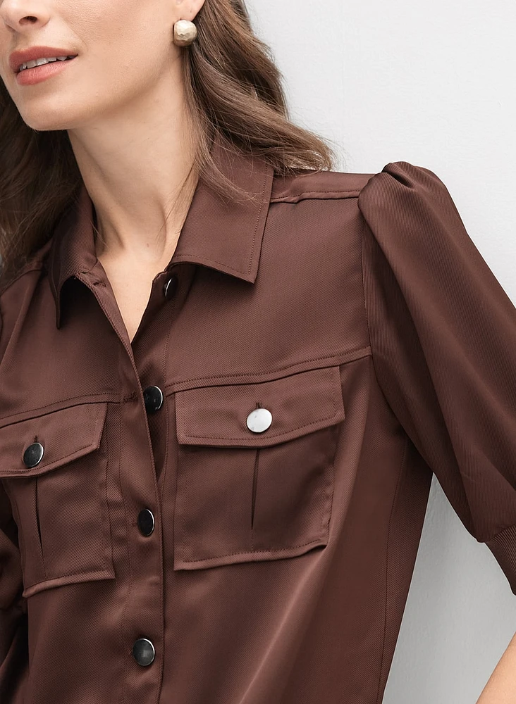 Satin Puff Sleeve Jacket