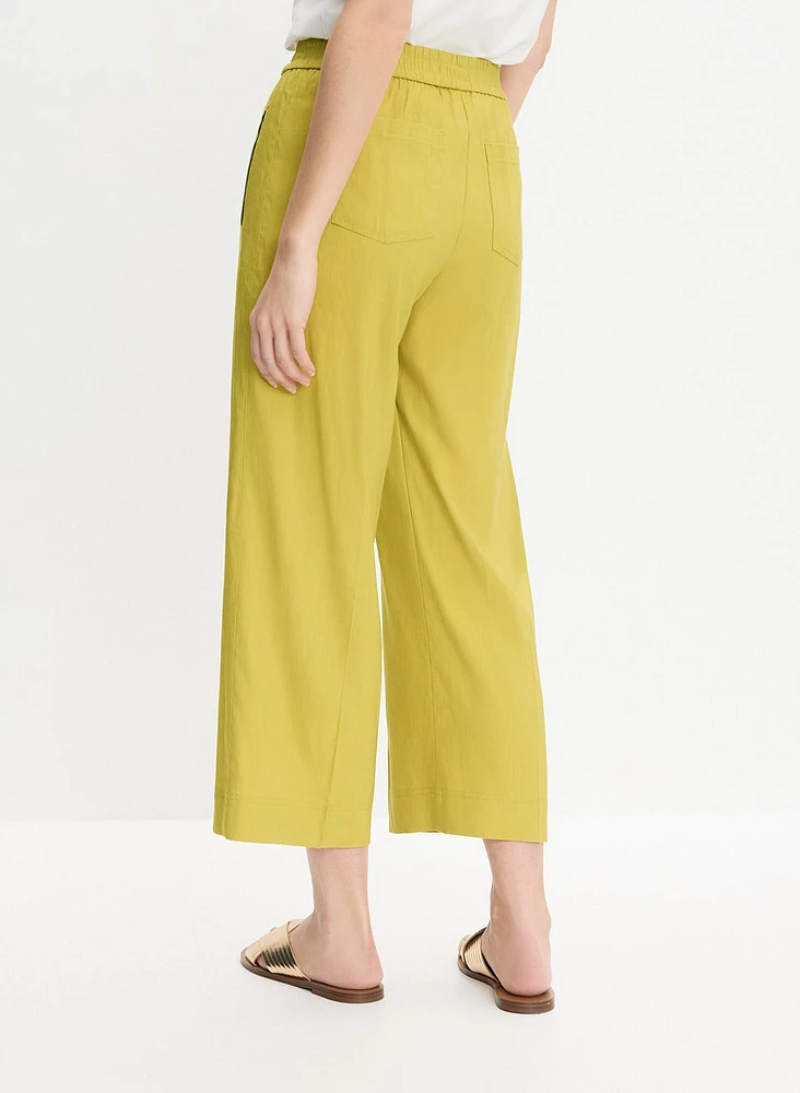 Pantalon gaucho large à taille élastique