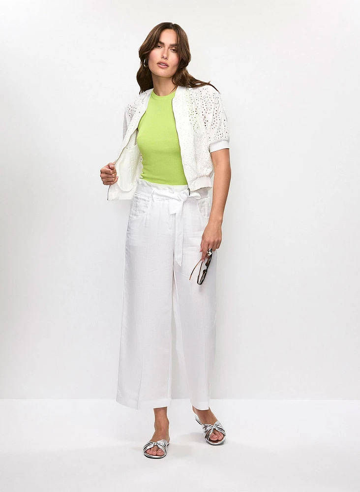 Linen-Blend Cropped Pants