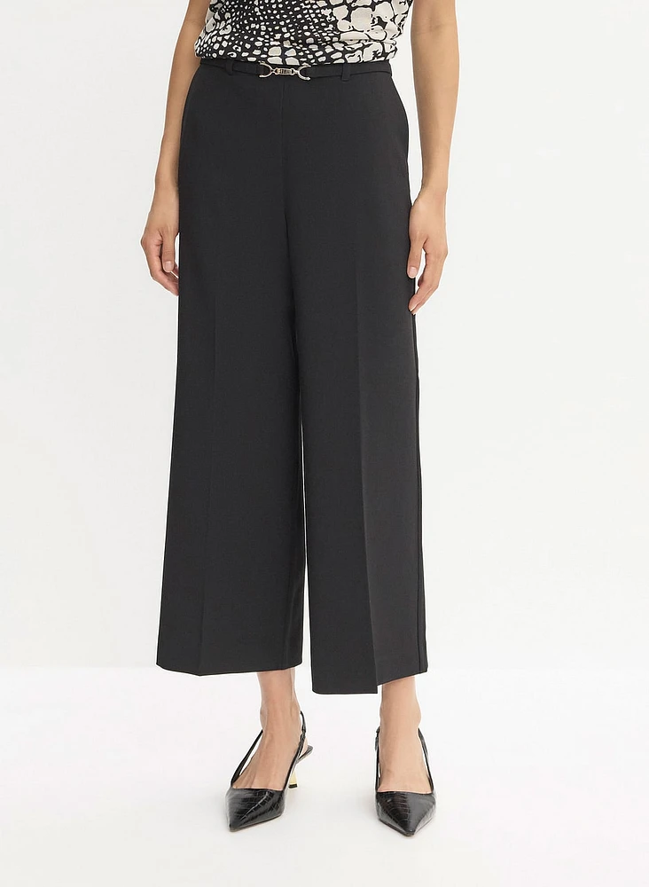 Belted Wide Leg Culotte Pants