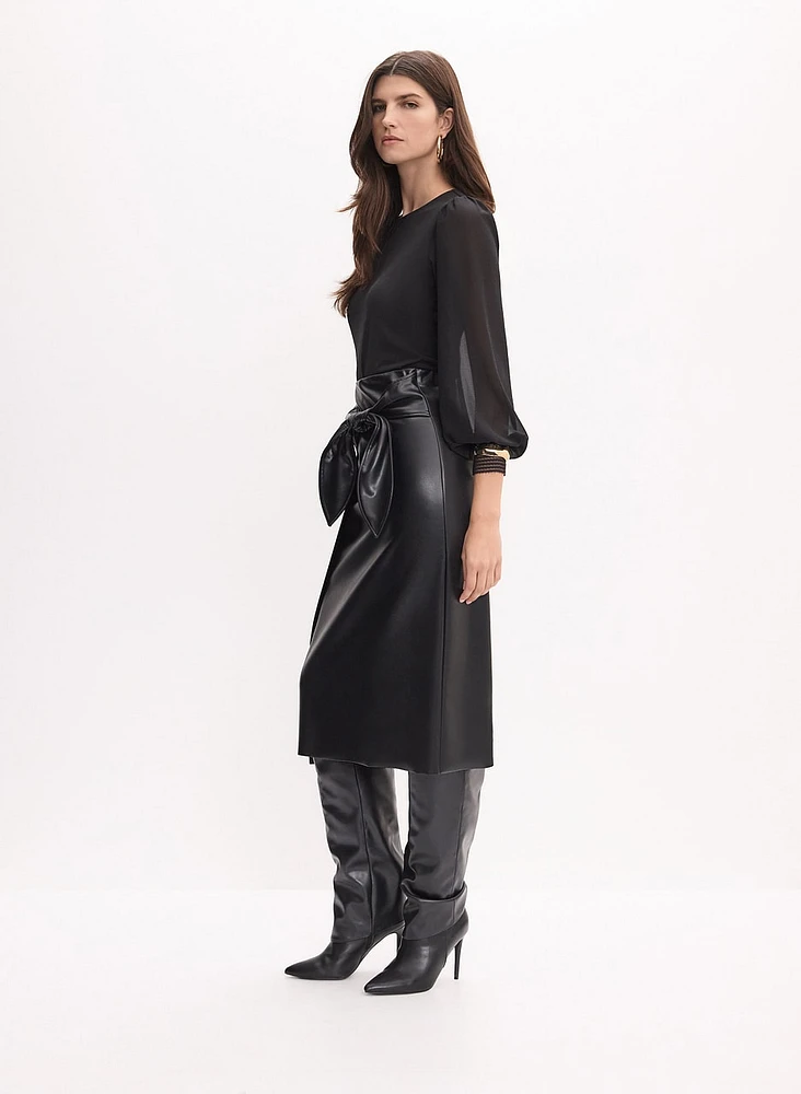 Joseph Ribkoff - Vegan Leather Wrap Skirt