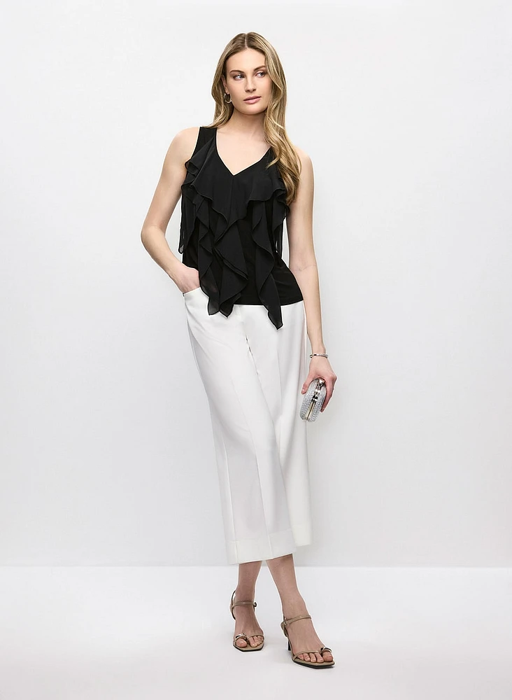 Cascading Ruffle Top & Wide Culotte Pants