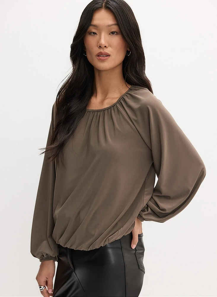 Gathered Balloon Sleeve Top