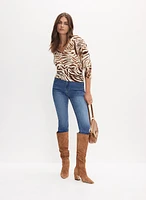 Zebra Print V-Neck Top