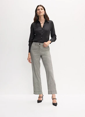 Blouse à manches longues et pantalon en prince de Galles