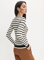 Stripe Print Ribbed Sweater