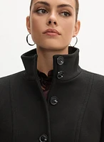 Stand Collar Wool-Blend Coat