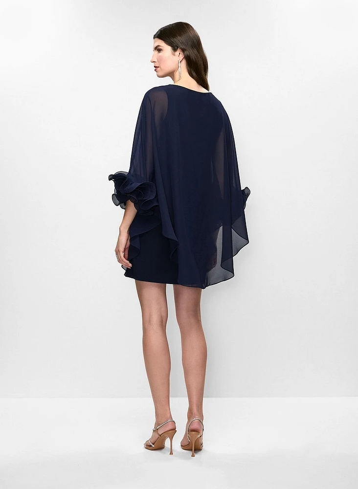 Robe cocktail avec manches en chiffon