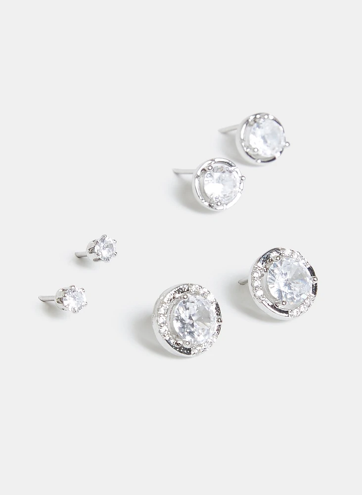 Crystal Stud Earrings Set