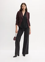 Single-Button Blazer & Wide Leg Jeans