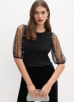 Joseph Ribkoff - Mesh Balloon Sleeve Top