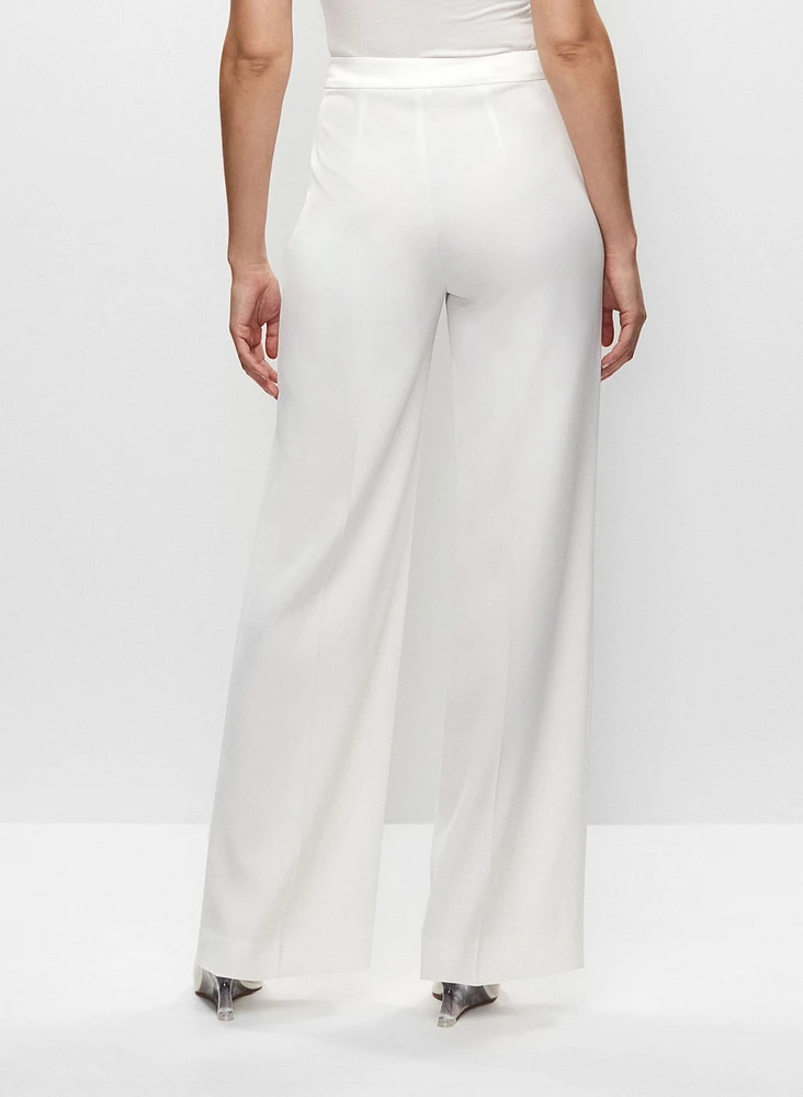 Satin Waist Wide Leg Pants