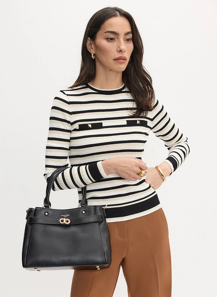 Stripe Print Ribbed Sweater