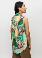 Blouse sans manches à motif palmiers