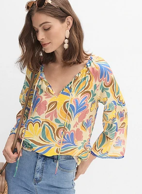 Abstract Floral Blouse