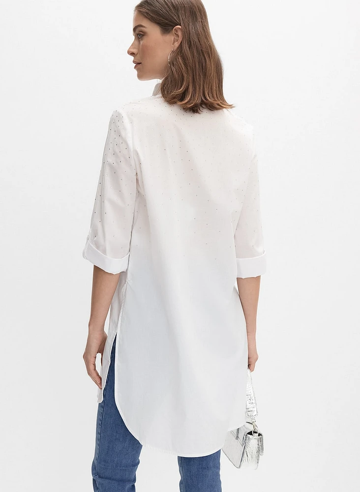 Cotton Rhinestone Embellished Blouse