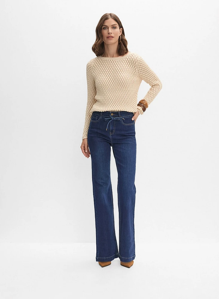 Drawstring Flare Leg Jeans