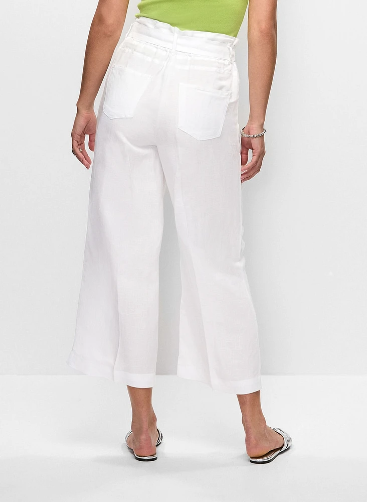 Linen-Blend Cropped Pants