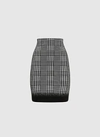 Plaid Print Knit Pencil Skirt