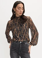 Animal Print Mesh Top