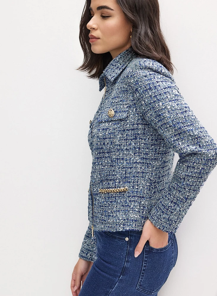 Zip Front Bouclé Jacket