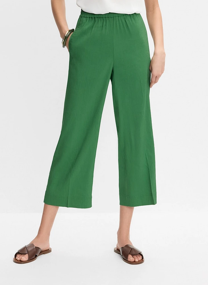 Linen-Blend Culotte Pants