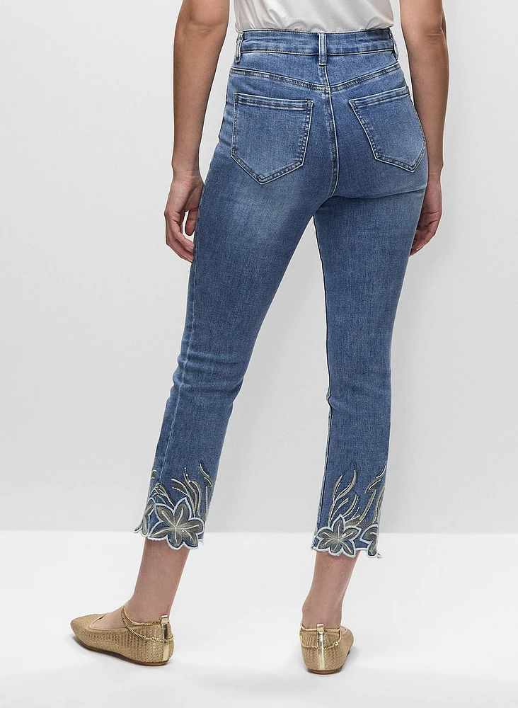 Embroidered Straight Leg Jeans