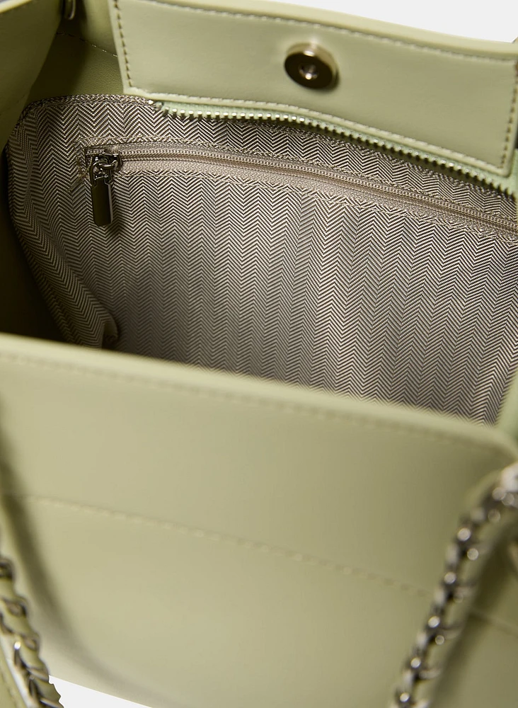 Layered Chain Detail Satchel Handbag