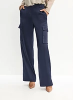 Pantalon cargo en satin à jambe large