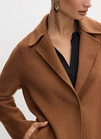 Manteau à col cranté en mélange de laine